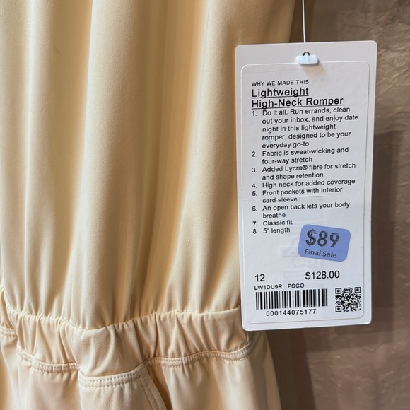 Cream Lululemon lightweight Romper - Picture 3 of 5
